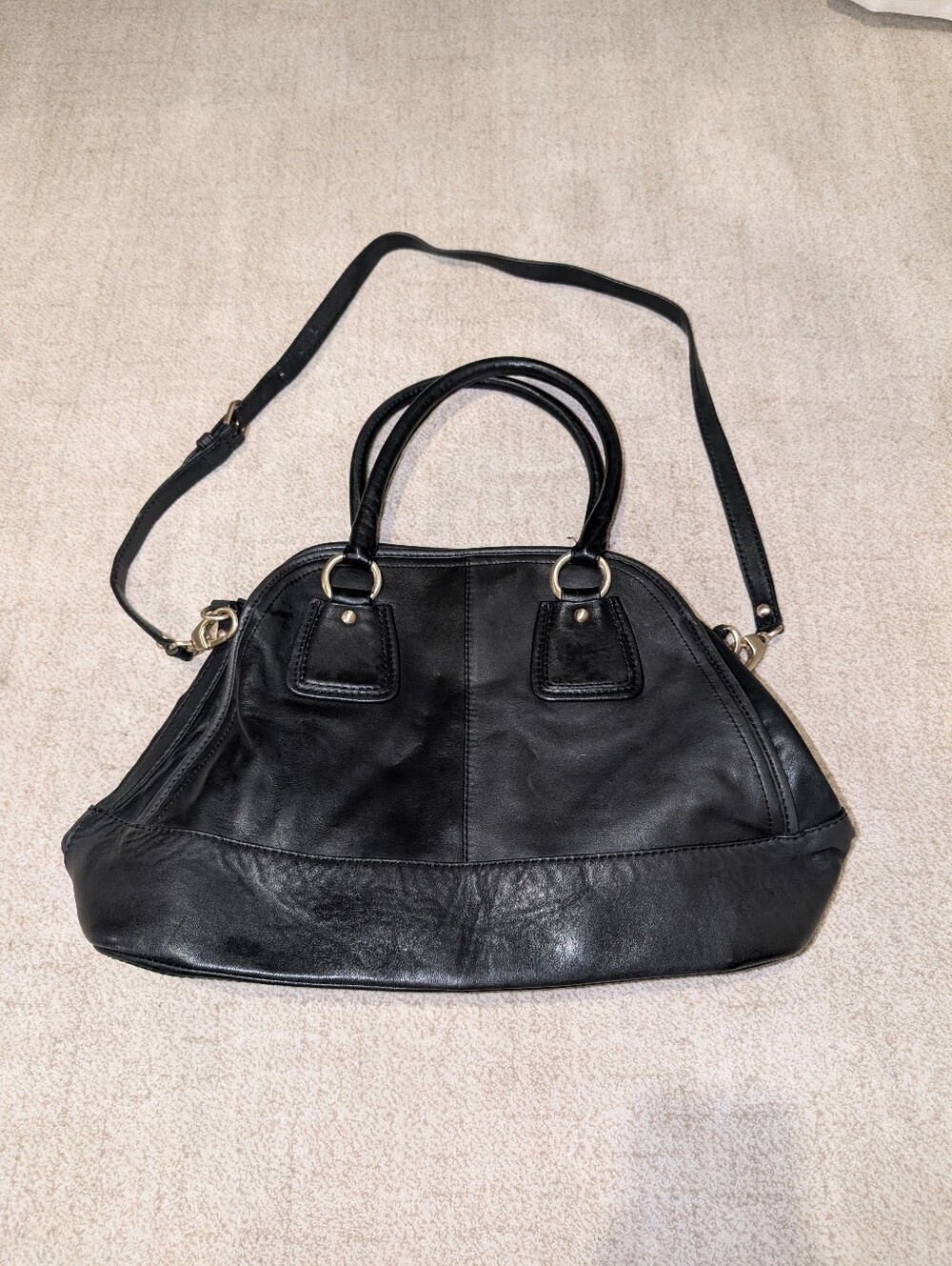 Talbots Large Black Leather Sholuder Crossbody Bag
